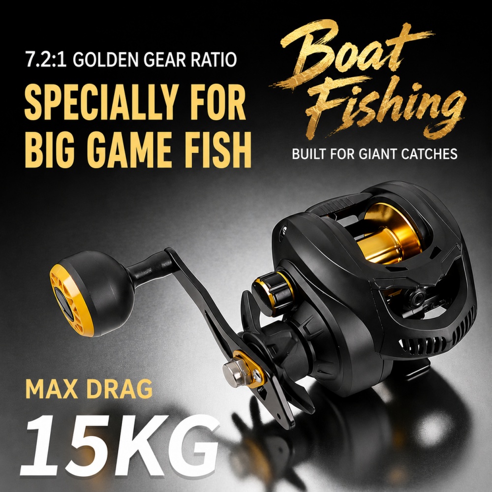 Trolling Reel - Reel Baitcasting Heavy Duty 7.2:1, Daya